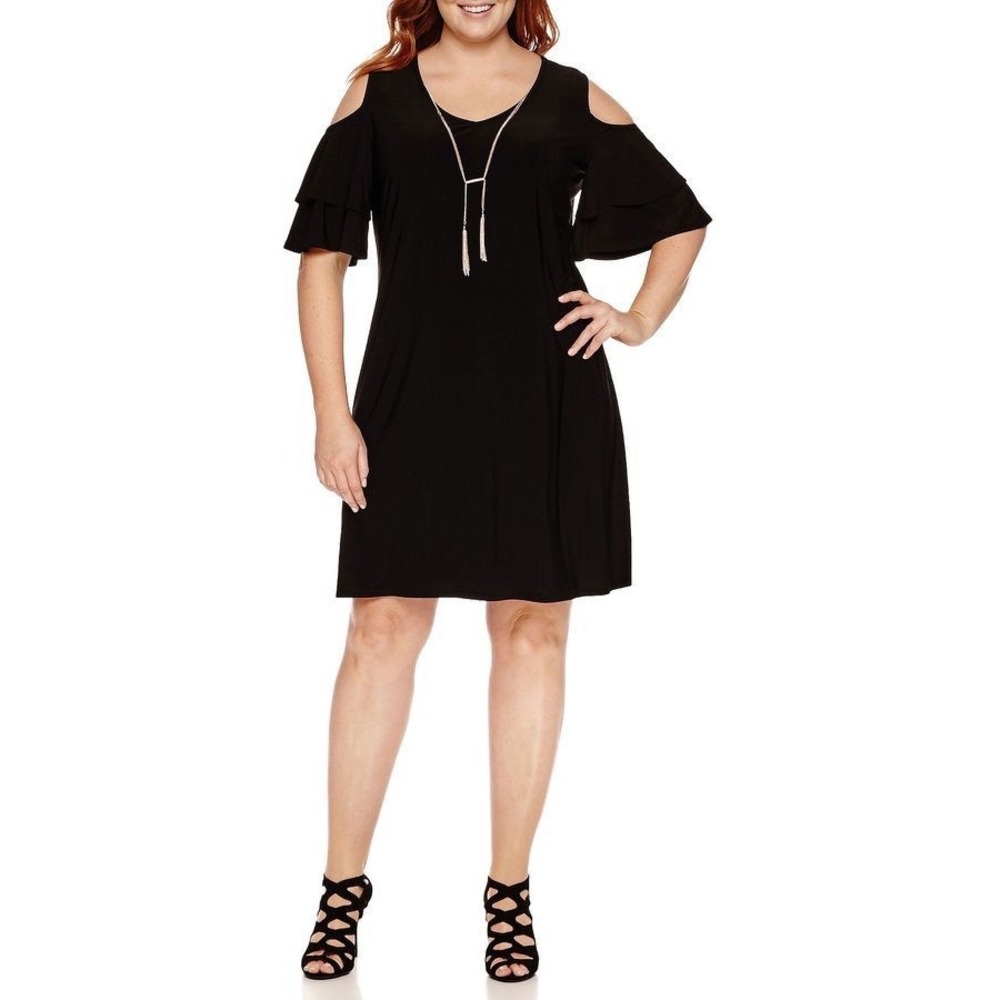 Luxology Black Peekaboo Shoulder Mini Dress XL‎